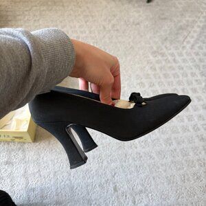 🖤 Vintage Black Heels Pointed Toe Classic Pumps Minimalist Chic Office Evening